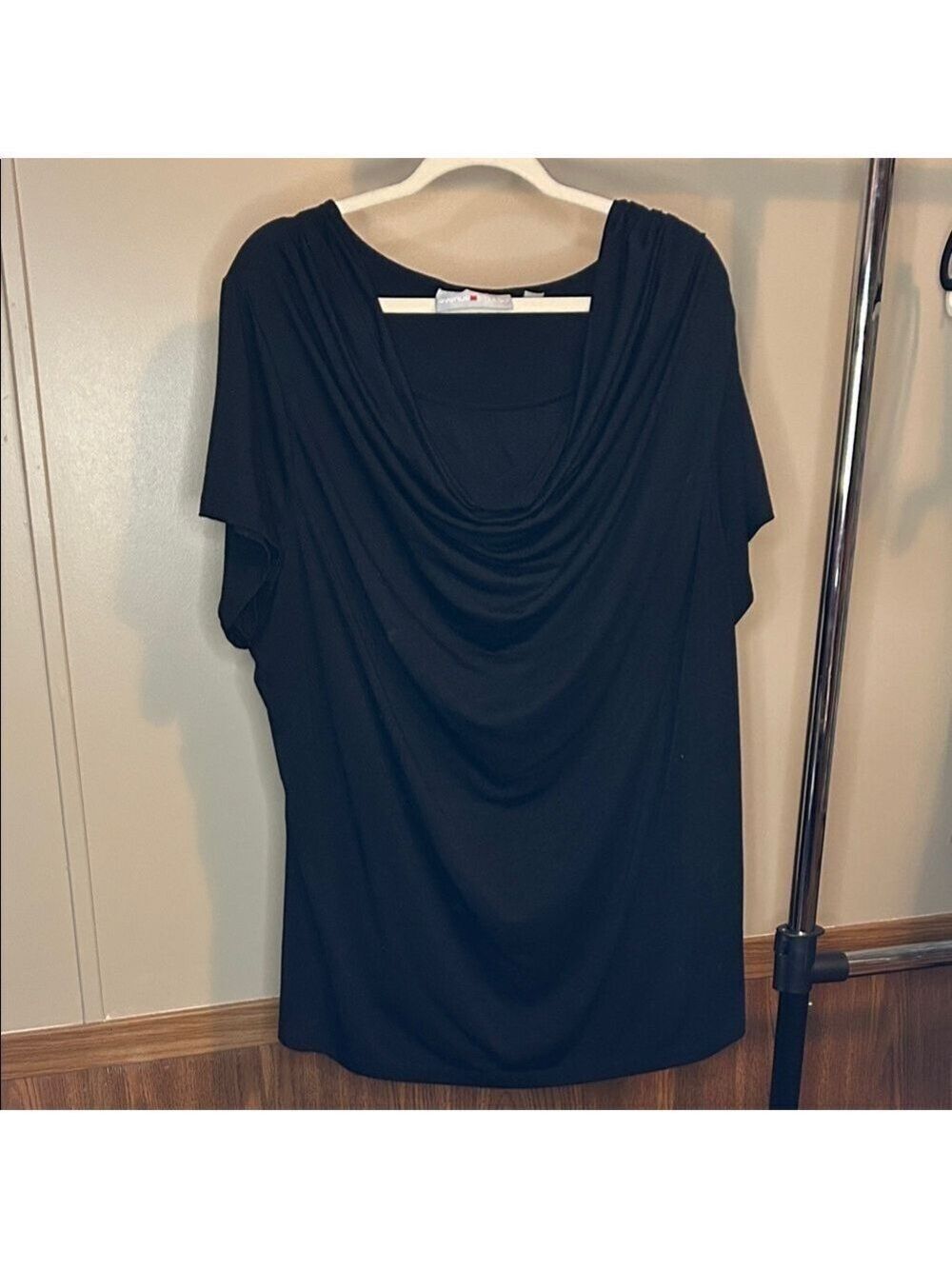 Avenue Chic Black Draped Blouse